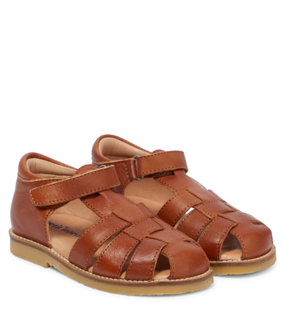 Shop Petit Nord Leather Sandals In Cognac