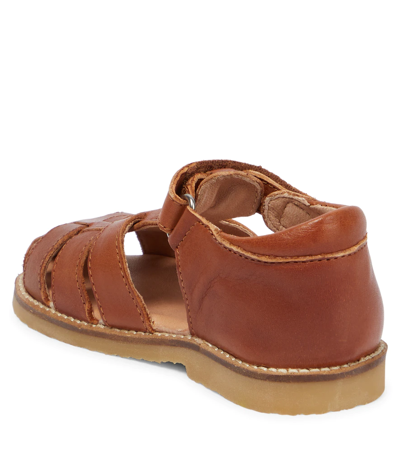 Shop Petit Nord Leather Sandals In Cognac