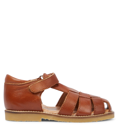 Shop Petit Nord Leather Sandals In Cognac