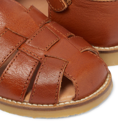 Shop Petit Nord Leather Sandals In Cognac