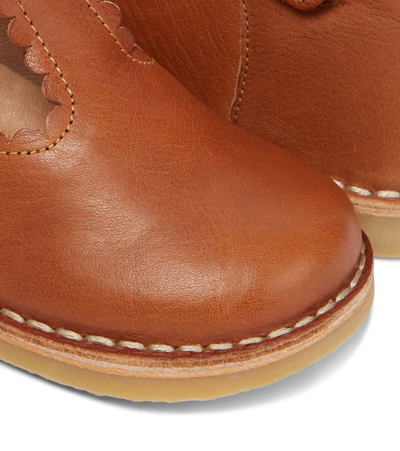 Shop Petit Nord T-bar Leather Booties In Cognac