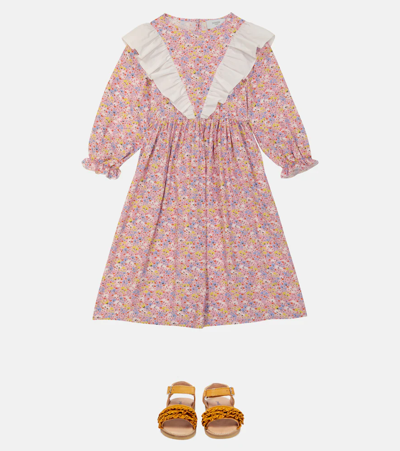 Petit Nord Ruffled Suede Sandals In Sunflower