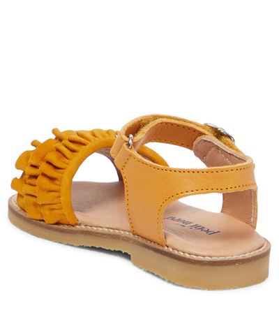 Petit Nord Ruffled Suede Sandals In Sunflower