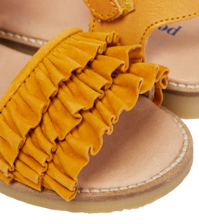 Petit Nord Ruffled Suede Sandals In Sunflower