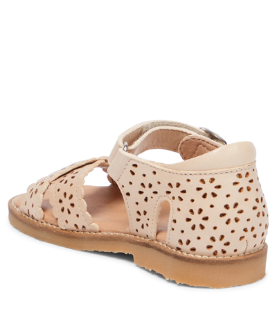 Shop Petit Nord Scalloped Leather Sandals In Cream