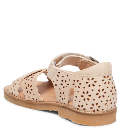Petit Nord Scalloped Leather Sandals In Cream