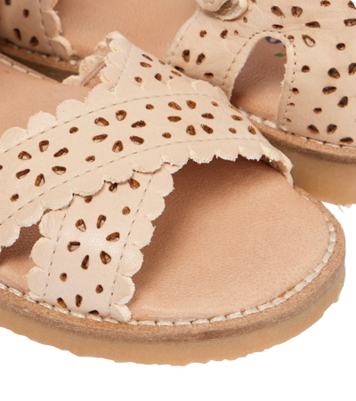 Shop Petit Nord Scalloped Leather Sandals In Cream