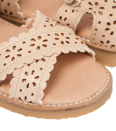 Petit Nord Scalloped Leather Sandals In Cream