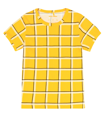 Shop Mini Rodini Checked Cotton T-shirt In Yellow