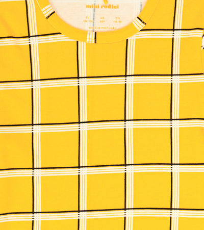 Shop Mini Rodini Checked Cotton T-shirt In Yellow