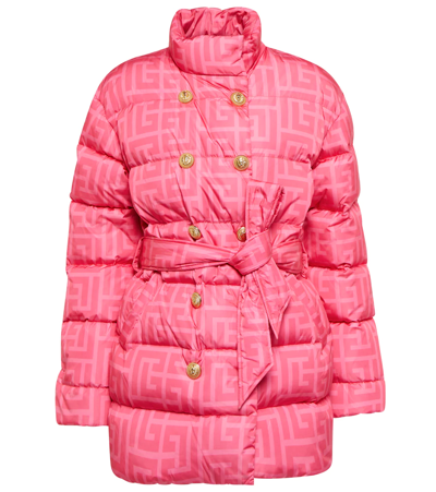 Verliefd Verslagen bijtend Balmain X Barbie Monogram Puffer Coat With Buttons And Belt In Pink |  ModeSens