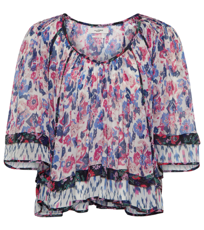 Isabel Marant Étoile Roxini Ruffled Floral-print Crepe De Chine Blouse In Ecru