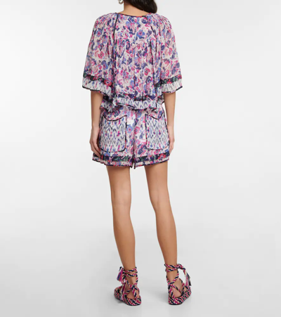 Isabel Marant Étoile Roxini Ruffled Floral-print Crepe De Chine Blouse In Ecru