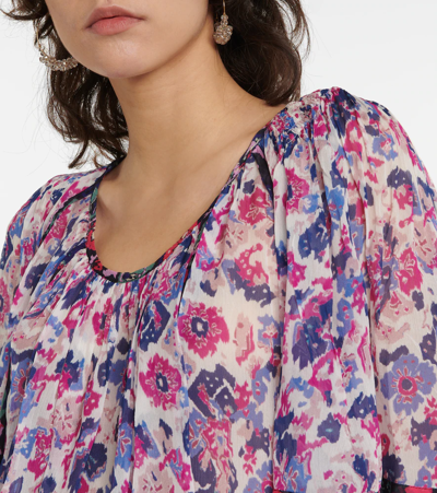Isabel Marant Étoile Roxini Ruffled Floral-print Crepe De Chine Blouse In Ecru