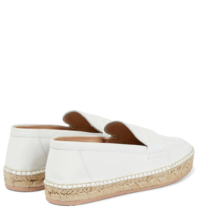 Shop Gianvito Rossi Lido Leather Espadrille Loafers In White
