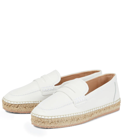 Shop Gianvito Rossi Lido Leather Espadrille Loafers In White
