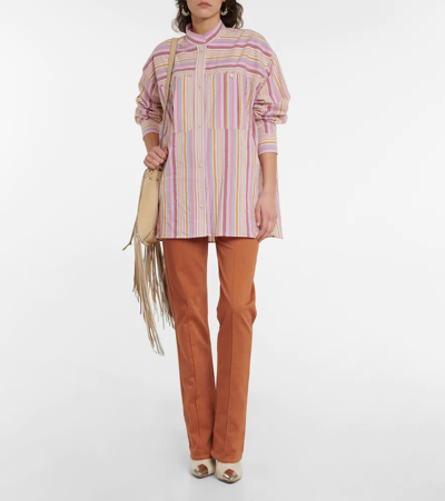 Shop Isabel Marant Taylor Striped Cotton Shirt In Pink