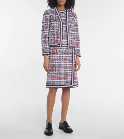 Shop Thom Browne Checked Cotton-blend T-shirt In Rwbwht