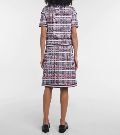 Shop Thom Browne Checked Cotton-blend T-shirt In Rwbwht