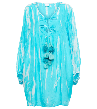 Shop Anna Kosturova Tie-dye Silk Minidress In Baby Blue