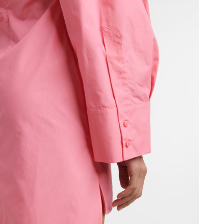Shop Attico Lala Cotton Shirt Minidress In Hot Pink