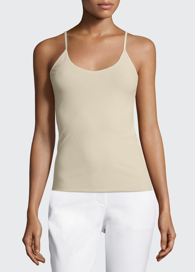 Shop Lafayette 148 Mesh Jersey V-neck Tank In Khaki