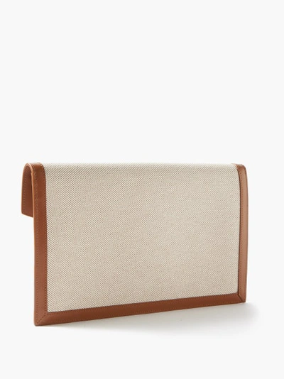 Saint Laurent Uptown Leather-trimmed Cotton-canvas Pouch - Brown -  ShopStyle Clutches