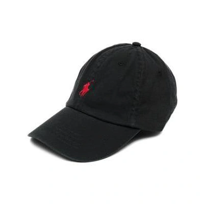 Shop Polo Ralph Lauren Mans Black Cotton Hat With Logo