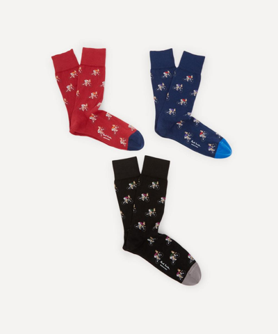Shop Paul Smith Cycling Rabbits Motif Socks Pack Of Three In Assorted