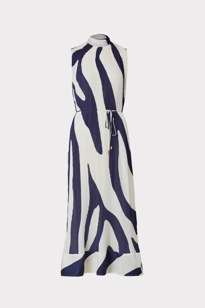 Shop Milly Melina Zebra Print Dress In Navy/ecru