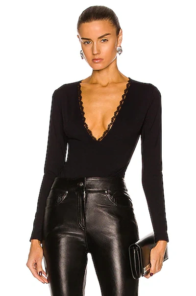 Shop Fleur Du Mal Margo Lace Long Sleeve Bodysuit In Black