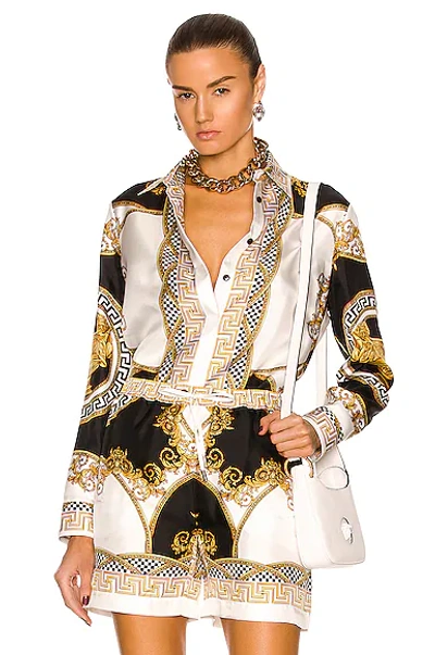 Shop Versace Coupe De Deaux Shirt In White  Gold  & Black