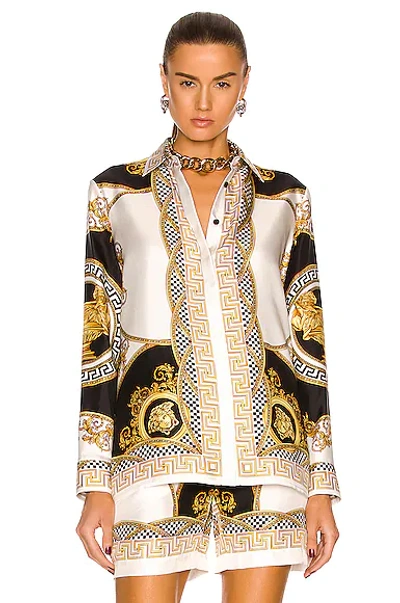 Shop Versace Coupe De Deaux Shirt In White  Gold  & Black