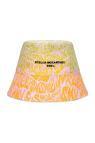 Shop Stella Mccartney Printed Cotton Hat In Pink & Orange