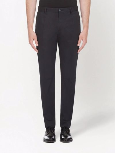 Shop Dolce & Gabbana Mid-rise Tailored Trousers In Blue
