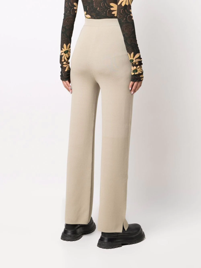 Shop Nanushka Straight-leg Knitted Trousers In Neutrals