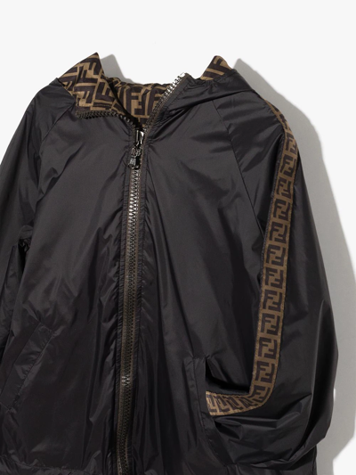 Shop Fendi Reversible Ff-motif Hooded Jacket In Black
