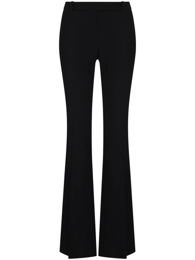 Alexander Mcqueen Grain De Poudre Wool Flared Pants In Black