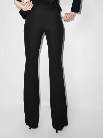 Alexander Mcqueen Grain De Poudre Wool Flared Pants In Black