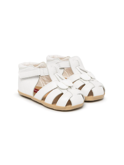 Shop Miki House Plaited Touch-strap Sandals In White