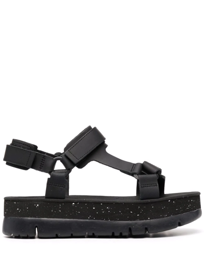 Camper Oruga Up Platform Sandals In Black