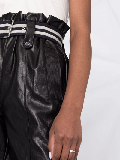 Shop Pinko Belted Faux-leather Shorts In Black