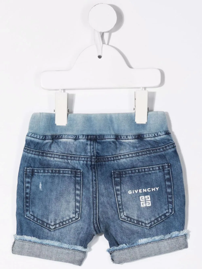 Shop Givenchy Drawstring Waist Denim Shorts In Blue