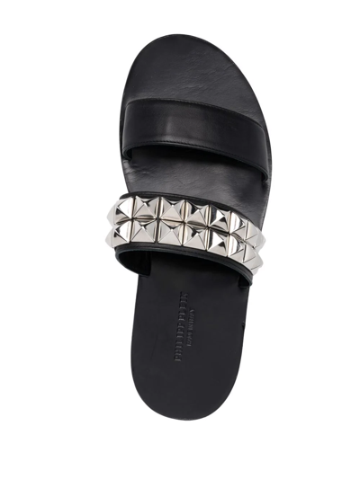 Shop Philipp Plein Pyramid-stud Flat Sandals In Black