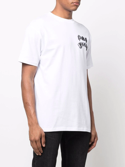 Philipp Plein Gothic Plein Logo-print Crew-neck T-shirt In White