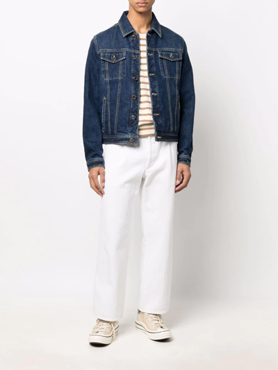 Moorer Dark Blue Denim Jacket Versatile. In Blue