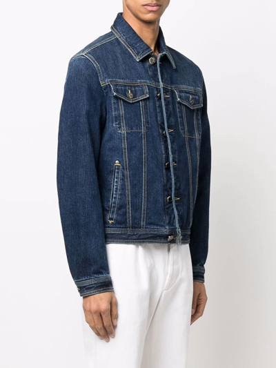 Moorer Dark Blue Denim Jacket Versatile. In Blue