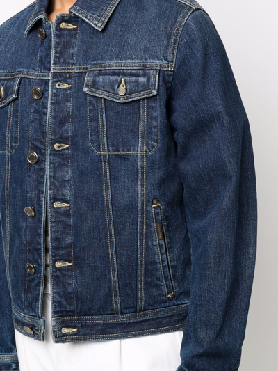 Moorer Dark Blue Denim Jacket Versatile. In Blue