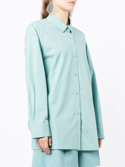 Shop Juunj Long-sleeve Cotton Shirt In Blue