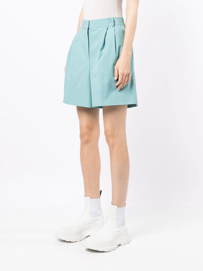 Shop Juunj High-waisted Longline Shorts In Blue